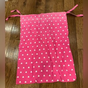 Pottery Barn Kids Pink Laundry Basket Liner with White Hearts